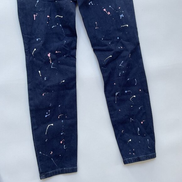 Guess Women’s High Rise Skinny Jeans Painted Splitter Details In Blue Size 28 - Picture 9 of 13